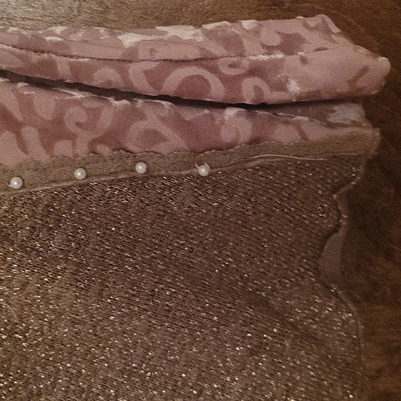 Great For Holidays 2 Piece Tie Cardigan w/Rabbit Fur Trim Camisole Top Medium - Picture 9 of 16